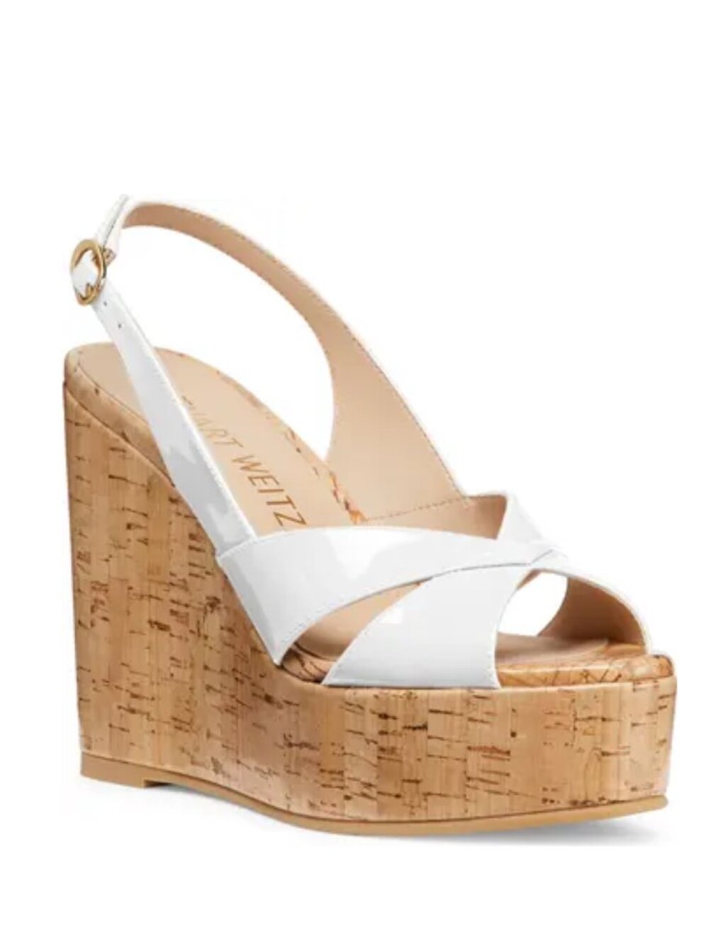 New Stuart Weitzman Carmen Wedge Sandal White Sz US 9.5